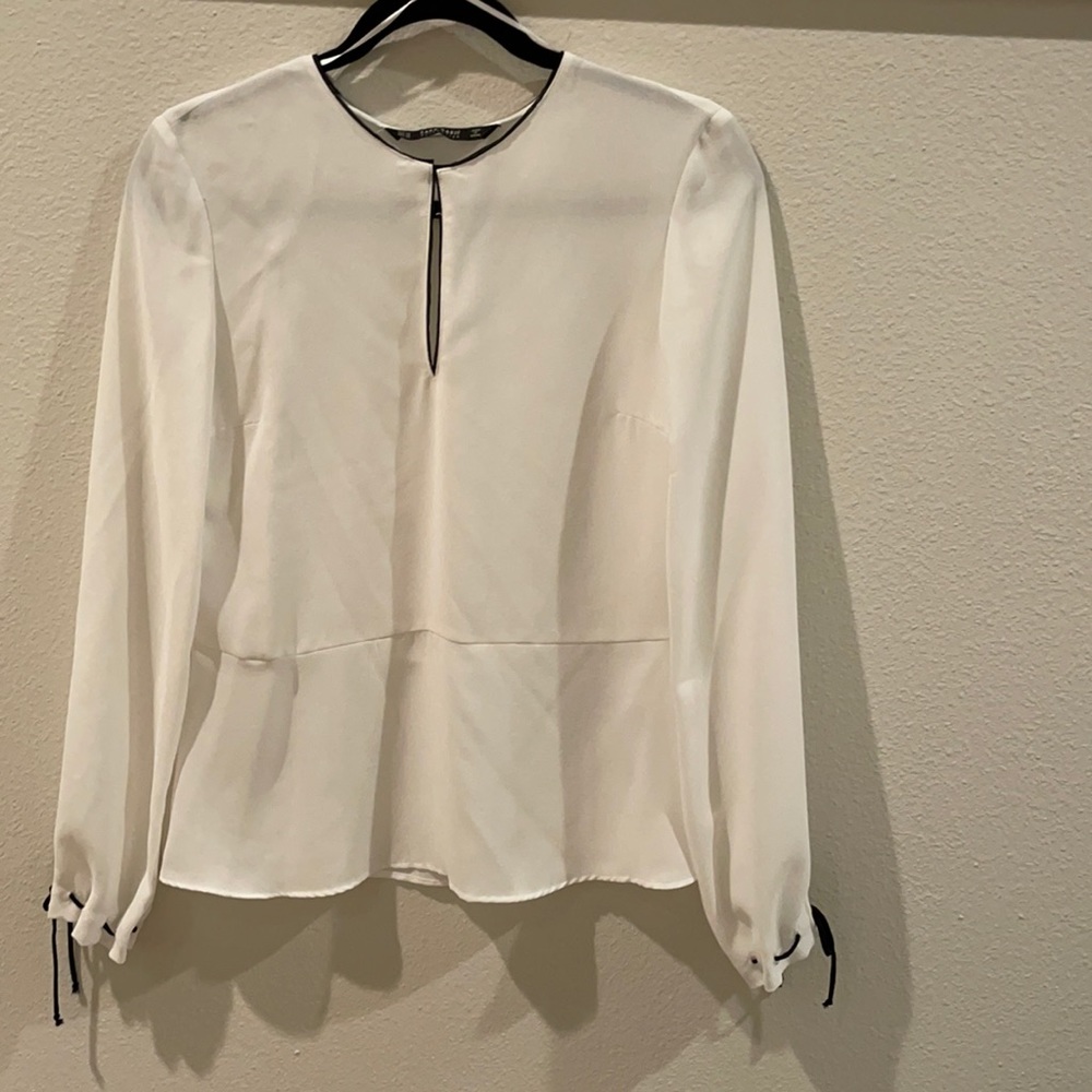 ZARA white blouse with black detail